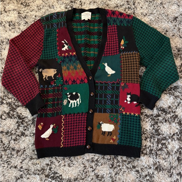 Susan Bristol Sweaters - Susan Bristol Multicolor Animal Pattern Cardigan